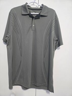 Grand Slam X Men’s Golf Polo Shirt Large Gray Performance Short Sleeve Athletic